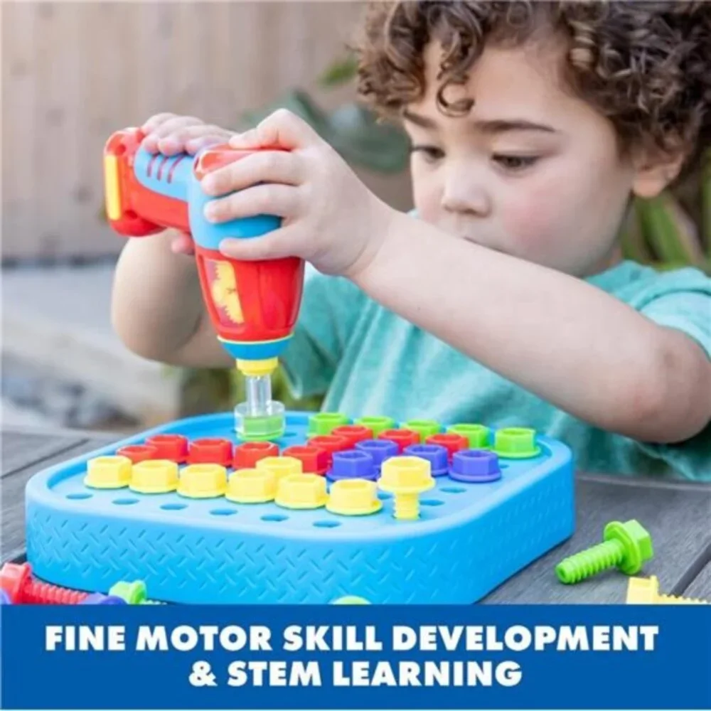 Kids Design & Drill‎ Bolt-It Bucket with Electric Drill Toy, 56 Pieces, STEM Toy
